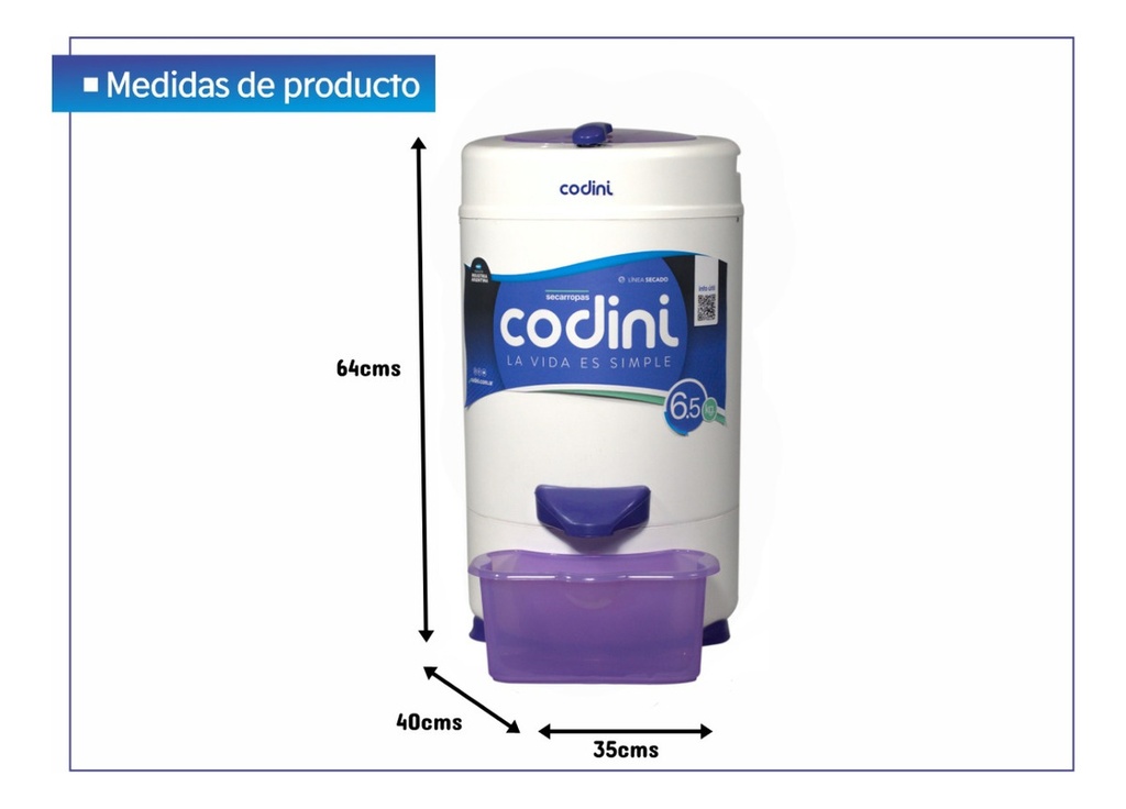 IV65- SECARROPAS INNOVA VERDE 6.5 KG